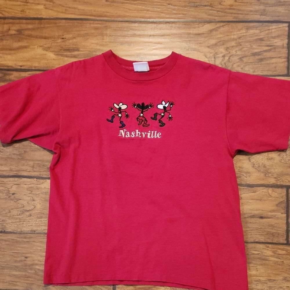 Red Womens Medium Shirt with Nashville Print By Outhouse Designs